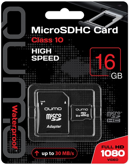 Карта памяти 16Gb SDmicro Qumo QM16GMICSDHC10