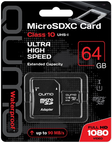 Карта памяти 64Gb MicroSD Qumo UHS-I