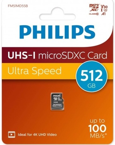 Карта памяти 512Gb PHILIPS UHS-I U3