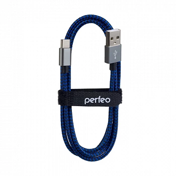 Кабель-вилка PERFEO A USB2.0-TypeC 3m черно-син