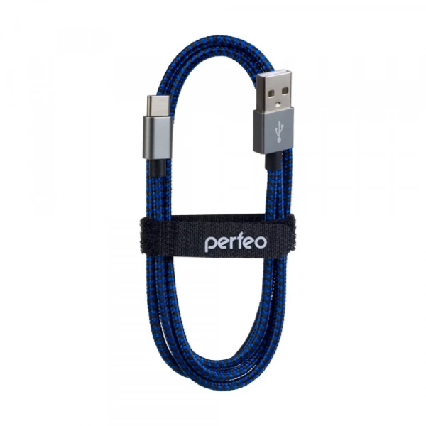 Кабель-вилка PERFEO A USB2.0-TypeC 3m черно-син