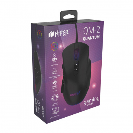 Мышь HIPER Quantum QM-2 Black USB 6200dpi