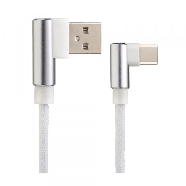 Кабель-вилка PERFEO A USB2.0-TypeC 1m угловой бел