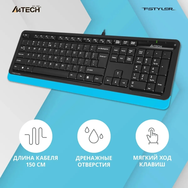 Клавиатура A4-Tech Fstyler FK10 Black/Blue USB