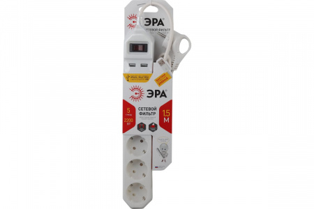 Удлинитель ЭРА USF-5es-1.5m-USB