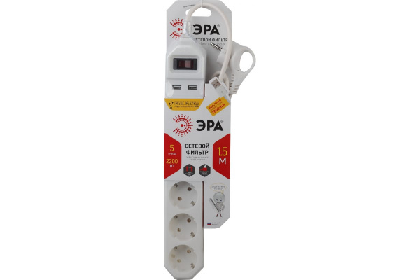 Удлинитель ЭРА USF-5es-1.5m-USB
