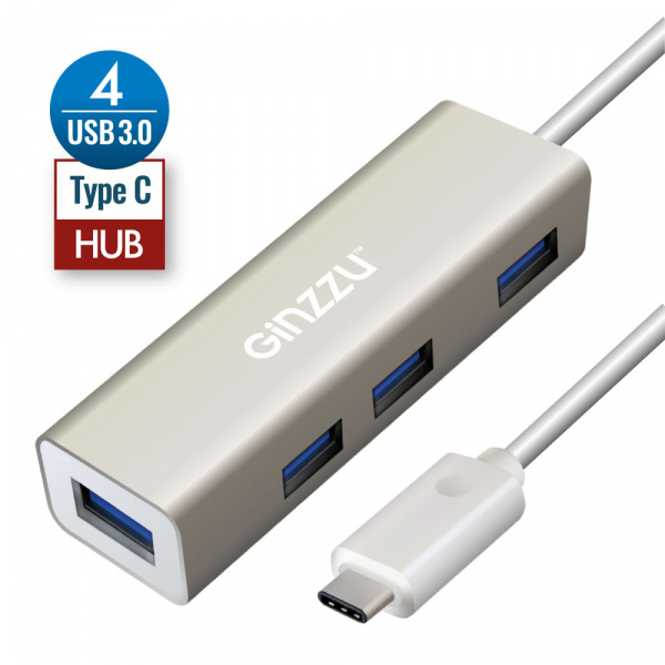 HUB Ginzzu GR-518UB Type C,20 см кабель