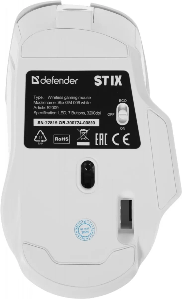 Мышь беспроводная Defender Strix GM-009 белый