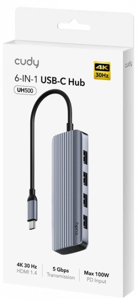 Концентратор USB-C Cudy UH500