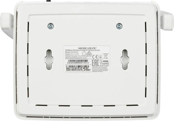 Беспроводной роутер Mercusys MW300D N300 ADSL2+