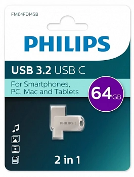 64Gb Philips 2-in-1 USB 3.2