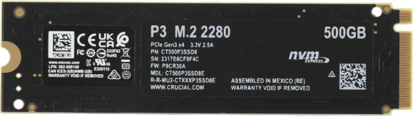 Накопитель SSD 500Gb M.2  Crucial P3