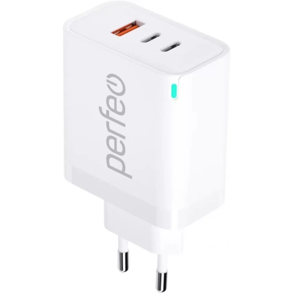 СЗУ Perfeo 65W GaN White PD USB-C, USB-A