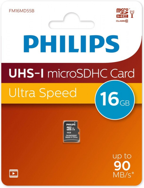 Карта памяти 16Gb MicroSDHC Philips