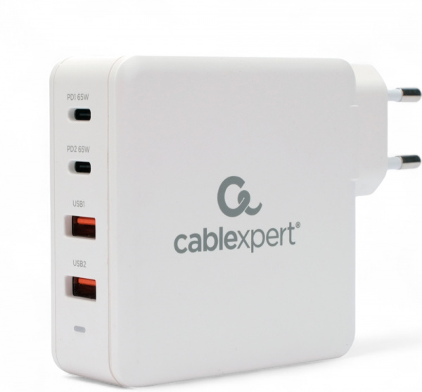 СЗУ Cablexpert 100W GaN, QC3.0/PD 2xUSB/2xTypeC