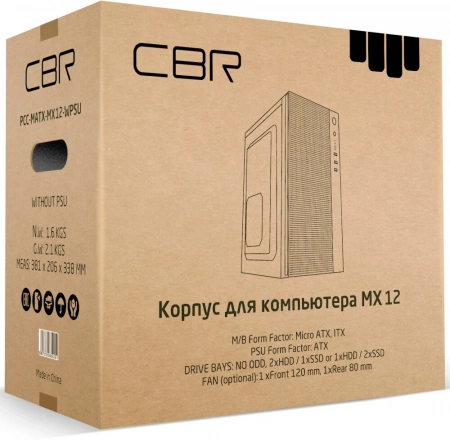 Корпус CBR PCC-MATX-MX12-WPSU mATX без БП