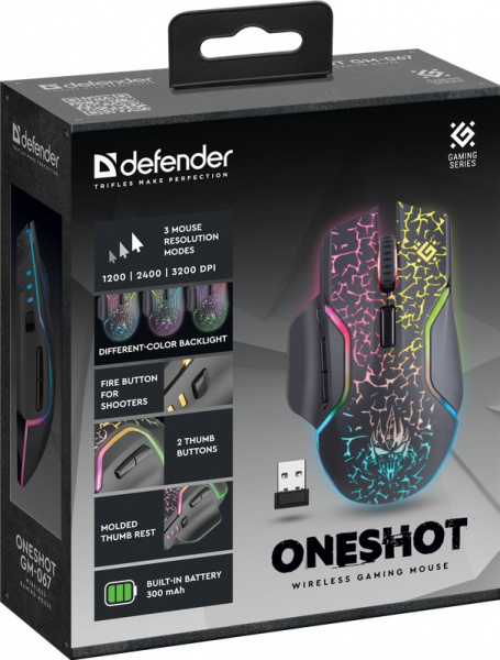 Мышь Defender Oneshot GM-067 Black LED 3200dpi