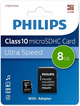 Карта памяти 8Gb MicroSDHC Philips