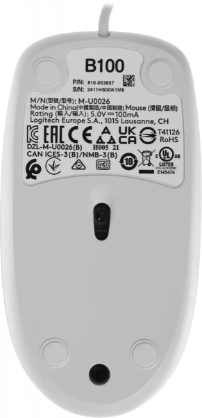 Мышь Logitech B100 White USB OEM