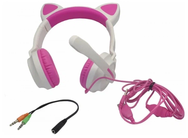 Наушники с микрофоном QUMO Game Cat pink GHS 0035
