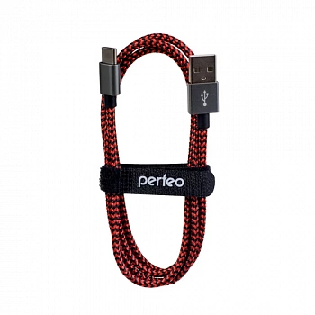 Кабель-вилка PERFEO A USB2.0-TypeC 3m черно-красн