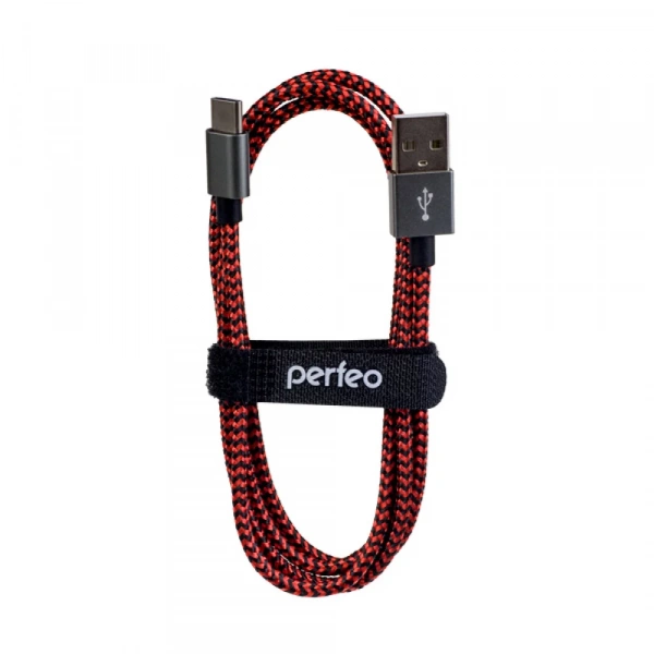 Кабель-вилка PERFEO A USB2.0-TypeC 3m черно-красн