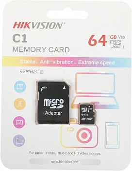 Карта памяти 64Gb MicroSD Hikvision class 10 UHS-I