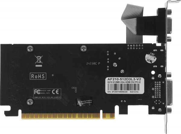 Видеокарта PCIE x16 Afox AF210-512D3L3-V2 NVidia