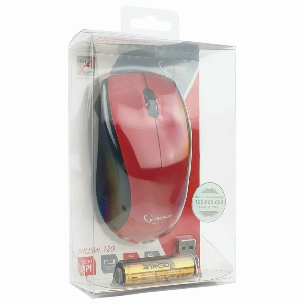 Мышь Gembird MUSW-320 Red