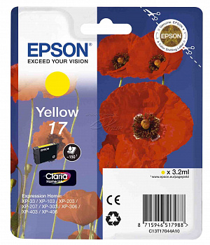 Картридж Epson T1704 желтый для XP33/203/303