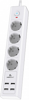 Сетевой фильтр Cablexpert EXN-4-U4-W-2 с USB 2м