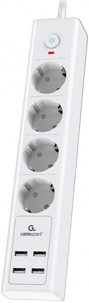 Сетевой фильтр Cablexpert EXN-4-U4-W-2 с USB 2м