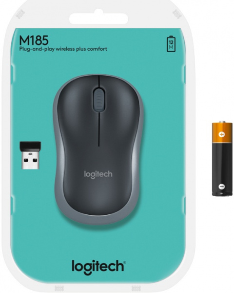 Мышь Logitech M185 Dark Grey беспроводная