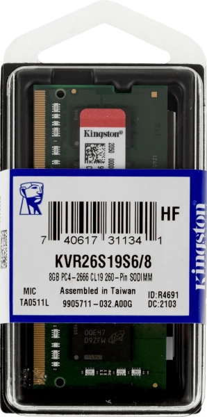SO DIMM DDR4 Kingston 8GB KVR26S19S6/8 2666MHz