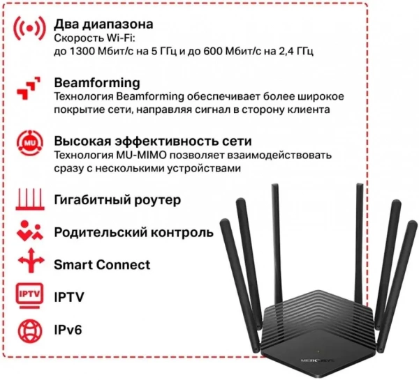 Беспроводной роутер Mercusys MR1900G AC1900