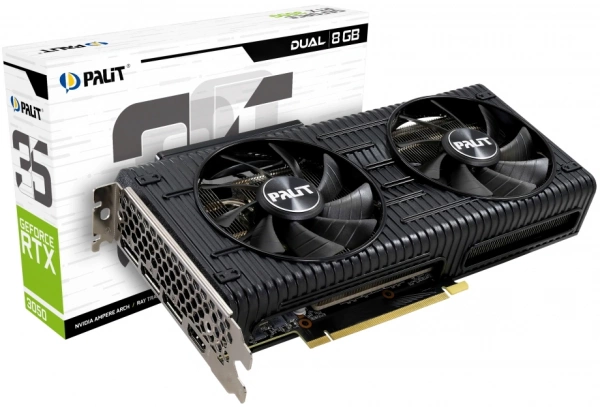 Видеокарта PCIE x16 Palit RTX3050 DUAL 8GB RTL