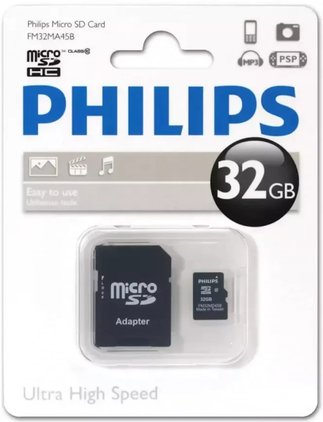 Карта памяти 32Gb MicroSDHC Philips