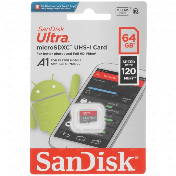 Карта памяти 64Gb SanDisk SDSQUAB-064G-GN6MN