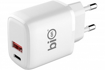 СЗУ BION USB-A + USB-C PowerDelivery 18 Вт белый
