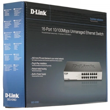 Коммутатор D-Link DES 1016D 16 портов, 11" металли