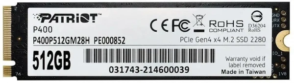 Накопитель SSD 512Gb M.2 Patriot P400 P400P512GM28