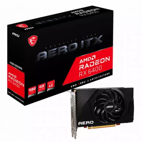 Видеокарта PCIE x16 MSI RX6400 AERO ITX 4GB RTL