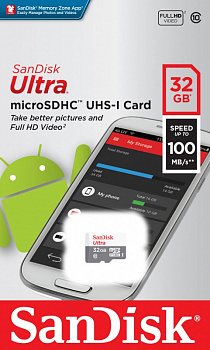 Карта памяти 32Gb MicroSD SanDisk SDSQUNR-032G-GN3