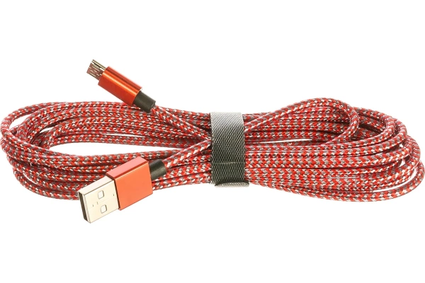Кабель-вилка PERFEO USB2.0-Micro USB 3m красно-бел