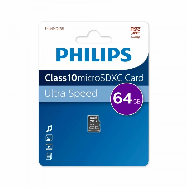 Карта памяти 64Gb MicroSDHC Philips