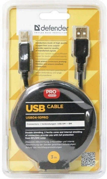 Кабель соед. Defender USB04-10 PRO AM/BM 3м