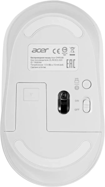 Мышь Acer OMR308 белый 1600dpi